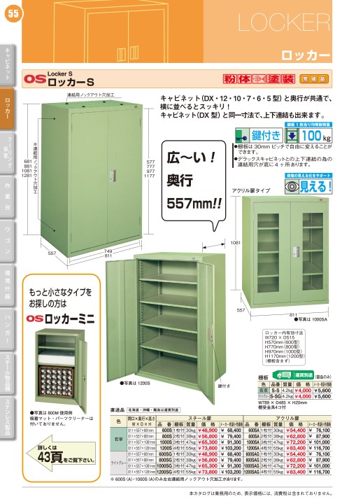 OS CABINET 2021 工場什器備品 総合カタログ