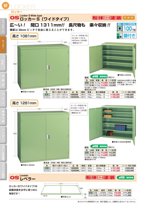 OS CABINET 2021 工場什器備品 総合カタログ